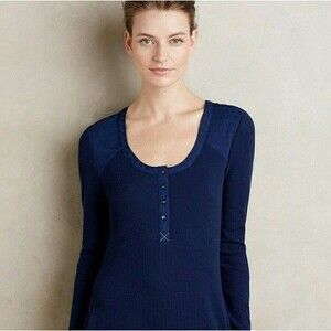 Anthropologie Navy Saturday Sunday Waffle Knit Tunic Casual Lounge Dress Size S